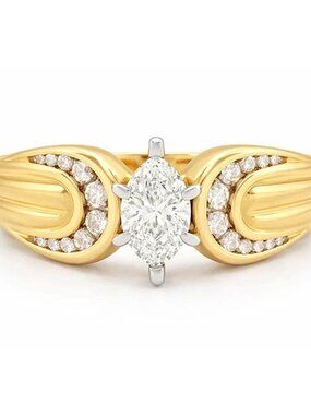 Genuine 0.85 Cts Diamond Engagement Ring 14k Gold